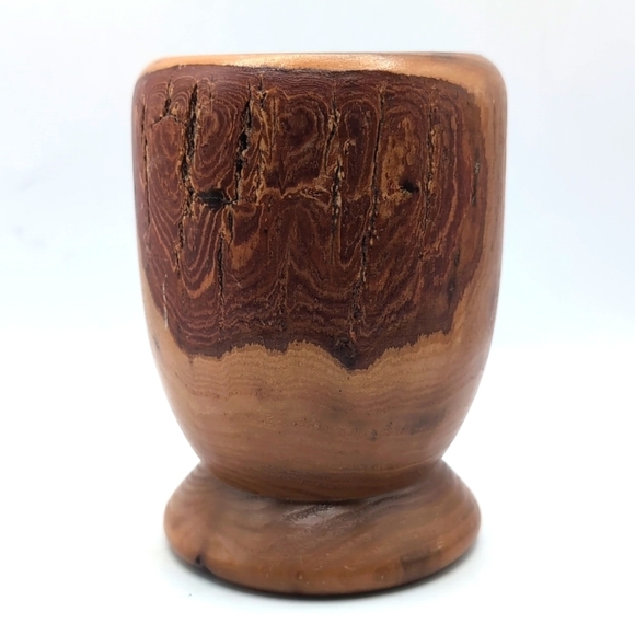 Two Piece Lot - Vintage Hand Turned Raw Edge Ashwood Bowl & Vase - Hand Signed - Picture 9 of 12